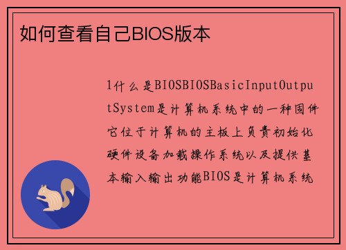 如何查看自己BIOS版本